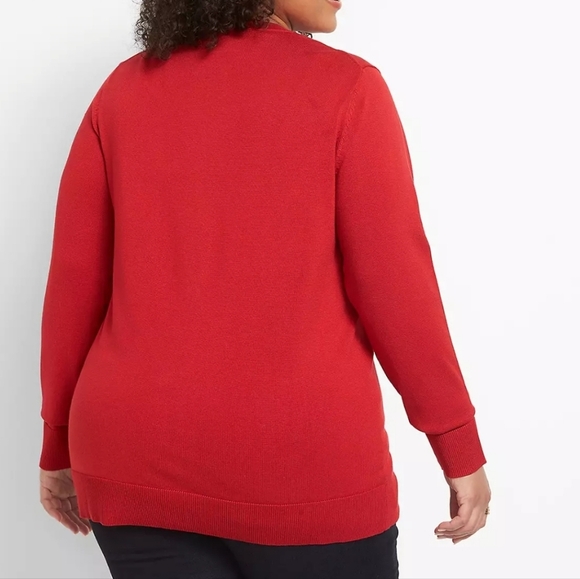 Lane Bryant Vibrant Casual NWOT Red Button Front Longline Cardigan 18/20 - Picture 10 of 11